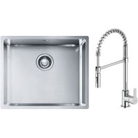 Zestaw Franke Box BXX 210/110-50 zlewozmywak stalowy 54x45 cm z baterią kuchenną Oltens Duf stal/chrom (1270453656, 35203100)