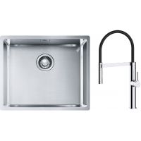 Zestaw Franke Box BXX 210/110-50 zlewozmywak stalowy 54x45 cm z baterią kuchenną Oltens Borga stal/chrom/czarny (1270453656, 35207100)
