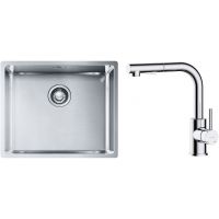 Zestaw Franke Box BXX 210/110-50 zlewozmywak stalowy 54x45 cm z baterią kuchenną Oltens Myvat stal/chrom (1270453656, 35205100)