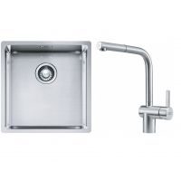 Franke Box BXX 210/110-40 zlewozmywak 45x44 cm stalowy z baterią kuchenną Atlas stal szlachetna (1270453654, 1150521439)