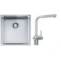Franke Box BXX 210/110-40 zlewozmywak 45x44 cm stalowy z baterią kuchenną Atlas Neo Sensor stal szlachetna (1270453654, 1150625523)