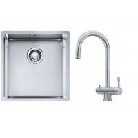 Franke Box BXX 210/110-40 zlewozmywak 45x44 cm stalowy z baterią kuchenną Eos stal szlachetna (1270453654, 1200179979)