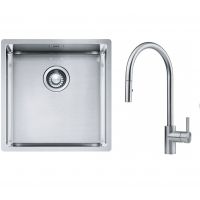 Franke Box BXX 210/110-40 zlewozmywak 45x44 cm stalowy z baterią kuchenną Eos stal szlachetna (1270453654, 1150590045)