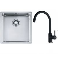 Franke Box BXX 210/110-40 zlewozmywak 45x44 cm stalowy z baterią kuchenną Lina onyx (1270453654, 1150626020)