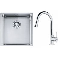 Franke Box BXX 210/110-40 zlewozmywak 45x44 cm stalowy z baterią kuchenną Lina chrom (1270453654, 1150693229)