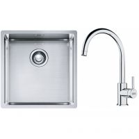 Franke Box BXX 210/110-40 zlewozmywak 45x44 cm stalowy z baterią kuchenną Lina chrom (1270453654, 1150693228)