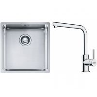 Franke Box BXX 210/110-40 zlewozmywak 45x44 cm stalowy z baterią kuchenną Lina chrom (1270453654, 1150712420)