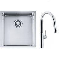 Franke Box BXX 210/110-40 zlewozmywak 45x44 cm stalowy z baterią kuchenną Pescara L Slide-In chrom (1270453654, 1150538940)