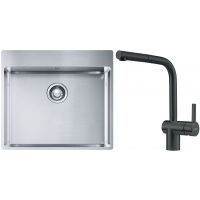 Franke Box BXX 210-54 TL zlewozmywak 57x51 cm stalowy z baterią kuchenną Atlas czarna stal szlachetna (1270369295, 1150550427)