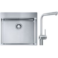 Franke Box BXX 210-54 TL zlewozmywak 57x51 cm stalowy z baterią kuchenną Atlas Neo Sensor stal szlachetna (1270369295, 1150625523)