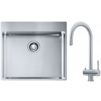 Franke Box BXX 210-54 TL zlewozmywak 57x51 cm stalowy z baterią kuchenną Eos stal szlachetna (1270369295, 1200179979)