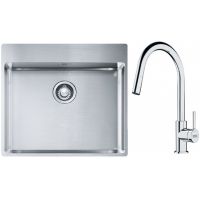 Franke Box BXX 210-54 TL zlewozmywak 57x51 cm stalowy z baterią kuchenną Lina chrom (1270369295, 1150693229)