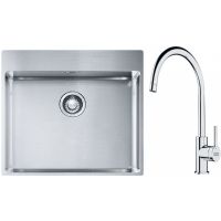 Franke Box BXX 210-54 TL zlewozmywak 57x51 cm stalowy z baterią kuchenną Lina chrom (1270369295, 1150693228)