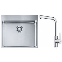 Franke Box BXX 210-54 TL zlewozmywak 57x51 cm stalowy z baterią kuchenną Lina chrom (1270369295, 1150712420)