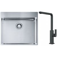 Franke Box BXX 210-54 TL zlewozmywak 57x51 cm stalowy z baterią kuchenną Mythos czarna stal szlachetna (1270369295, 1150550441)