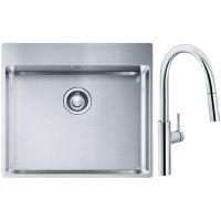 Franke Box BXX 210-54 TL zlewozmywak 57x51 cm stalowy z baterią kuchenną Pescara L Slide-In chrom (1270369295, 1150538940)