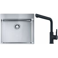 Franke Box BXX 210-54 TL zlewozmywak 57x51 cm stalowy z baterią kuchenną Urban czarny mat (1270369295, 1150627523)