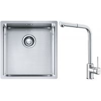 Franke Box BXX 210/110-40 zlewozmywak 45x44 cm stalowy z baterią kuchenną Sirius Side chrom (1270453654, 1150668280)