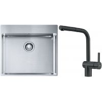 Franke Box BXX 210-54 TL zlewozmywak 57x51 cm stalowy z baterią kuchenną Atlas czarna stal szlachetna (1270369295, 1150550427)