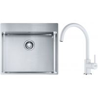 Franke Box BXX 210-54 TL zlewozmywak 57x51 cm stalowy z baterią kuchenną Lina biały polarny (1270369295, 1150626024)