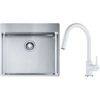 Franke Box BXX 210-54 TL zlewozmywak 57x51 cm stalowy z baterią kuchenną Lina biały polarny (1270369295, 1150626081)