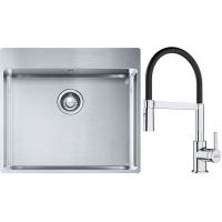 Franke Box BXX 210-54 TL zlewozmywak 57x51 cm stalowy z baterią kuchenną Lina chrom/czarny (1270369295, 1150626085)
