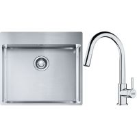 Franke Box BXX 210-54 TL zlewozmywak 57x51 cm stalowy z baterią kuchenną Lina chrom (1270369295, 1150693229)