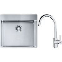 Franke Box BXX 210-54 TL zlewozmywak 57x51 cm stalowy z baterią kuchenną Lina chrom (1270369295, 1150693228)
