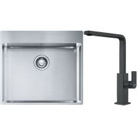 Franke Box BXX 210-54 TL zlewozmywak 57x51 cm stalowy z baterią kuchenną Mythos czarna stal szlachetna (1270369295, 1150550441)
