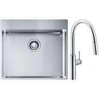Franke Box BXX 210-54 TL zlewozmywak 57x51 cm stalowy z baterią kuchenną Pescara L Slide-In chrom (1270369295, 1150538940)