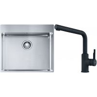 Franke Box BXX 210-54 TL zlewozmywak 57x51 cm stalowy z baterią kuchenną Urban czarny mat (1270369295, 1150627523)