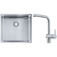Franke Box BXX 210/110-45 zlewozmywak 49x45 cm stalowy z baterią kuchenną Atlas stal szlachetna (1270453655, 1150521439)