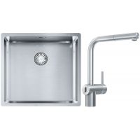 Franke Box BXX 210/110-45 zlewozmywak 49x45 cm stalowy z baterią kuchenną Atlas Neo Sensor stal szlachetna (1270453655, 1150625523)