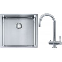 Franke Box BXX 210/110-45 zlewozmywak 49x45 cm stalowy z baterią kuchenną Eos stal szlachetna (1270453655, 1200179979)