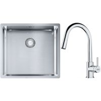 Franke Box BXX 210/110-45 zlewozmywak 49x45 cm stalowy z baterią kuchenną Lina chrom (1270453655, 1150693229)