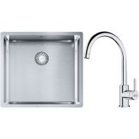 Franke Box BXX 210/110-45 zlewozmywak 49x45 cm stalowy z baterią kuchenną Lina chrom (1270453655, 1150693228)