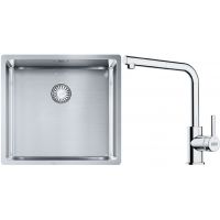 Franke Box BXX 210/110-45 zlewozmywak 49x45 cm stalowy z baterią kuchenną Lina chrom (1270453655, 1150712420)