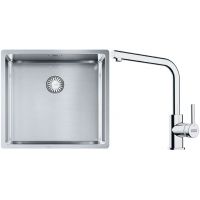 Franke Box BXX 210/110-45 zlewozmywak 49x45 cm stalowy z baterią kuchenną Lina chrom (1270453655, 1150693230)
