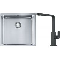 Franke Box BXX 210/110-45 zlewozmywak 49x45 cm stalowy z baterią kuchenną Mythos czarna stal szlachetna (1270453655, 1150550441)