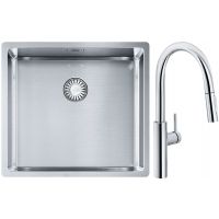 Franke Box BXX 210/110-45 zlewozmywak 49x45 cm stalowy z baterią kuchenną Pescara L Slide-In chrom (1270453655, 1150538940)