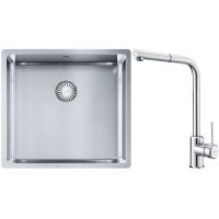 Franke Box BXX 210/110-45 zlewozmywak 49x45 cm stalowy z baterią kuchenną Sirius Side chrom (1270453655, 1150668280)