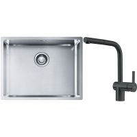 Franke Box BXX 110-54/ BXX 210-54 zlewozmywak 58x45 cm stalowy z baterią kuchenną Atlas czarna stal szlachetna (1270453660, 1150550427)