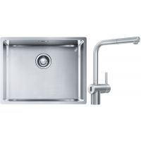 Franke Box BXX 110-54/ BXX 210-54 zlewozmywak 58x45 cm stalowy z baterią kuchenną Atlas Neo Sensor stal szlachetna (1270453660, 1150625523)
