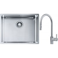 Franke Box BXX 110-54/ BXX 210-54 zlewozmywak 58x45 cm stalowy z baterią kuchenną Eos stal szlachetna (1270453660, 1150590045)