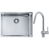 Franke Box BXX 110-54/ BXX 210-54 zlewozmywak 58x45 cm stalowy z baterią kuchenną Leda Neo stal szlachetna (1270453660, 1150590047)