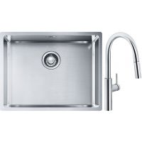 Franke Box BXX 110-54/ BXX 210-54 zlewozmywak 58x45 cm stalowy z baterią kuchenną Pescara L Slide-In chrom (1270453660, 1150538940)