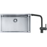 Franke Box BXX 210/110-68 zlewozmywak 72,5x45 cm stalowy z baterią kuchenną Atlas czarna stal szlachetna (1270453658, 1150550427)