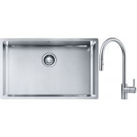 Franke Box BXX 210/110-68 zlewozmywak 72,5x45 cm stalowy z baterią kuchenną Eos stal szlachetna (1270453658, 1150590045)