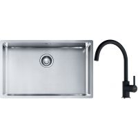 Franke Box BXX 210/110-68 zlewozmywak 72,5x45 cm stalowy z baterią kuchenną Lina onyx (1270453658, 1150626020)