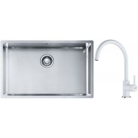 Franke Box BXX 210/110-68 zlewozmywak 72,5x45 cm stalowy z baterią kuchenną Lina biały polarny (1270453658, 1150626024)